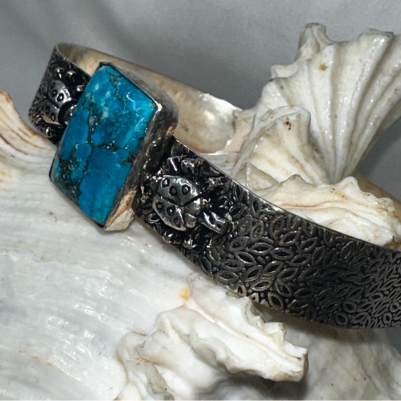 Sale * Turquoise Handmade cuff bracelet - Picture 6 of 10